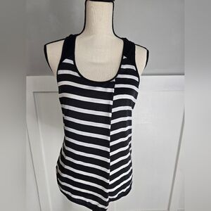 Caslon Black and White Striped Women's Tank Top Sz M